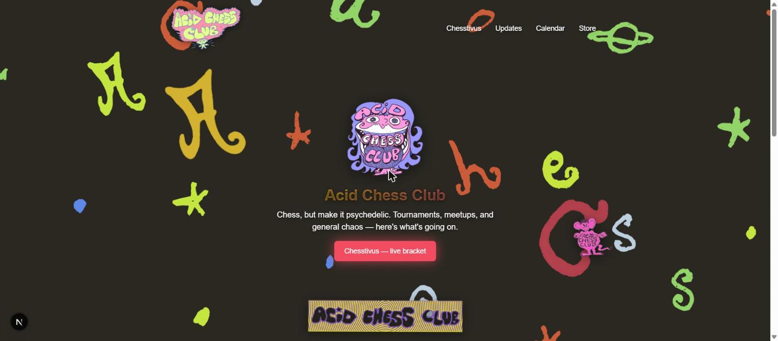 Chesstivus public-facing landing page, linking into the live bracket