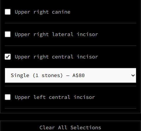 Diamond add-on side panel with a stone-count dropdown open